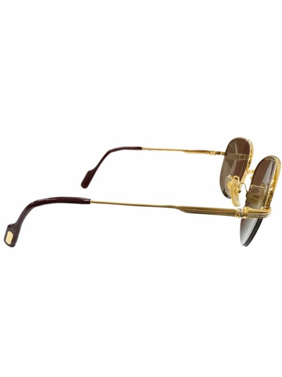 Cartier 140 Trinity Half Rim Sunglasses Eyewear Gold Bordeaux 55 18 Case main image 6